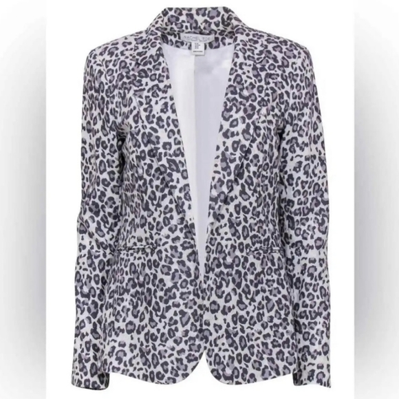 Rachel Zoe Linen Blend Leopard Print Blazer Jacket - Pastel Eclectic Animal - Picture 2 of 12